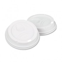 Dome Drink-Thru Lids, Fits 10, 12 & 16 oz. Paper Hot Cups, White