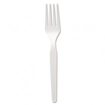 Plastic Tableware, Heavy Mediumweight Forks, White