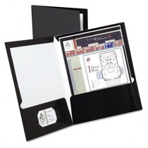 High Gloss Laminated Paperboard Folder, 100-Sheet Capacity, Black, 25/Box