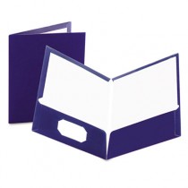 High Gloss Laminated Paperboard Folder, 100-Sheet Capacity, Navy, 25/Box