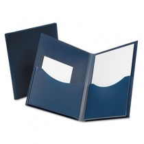 Double Stuff Gusseted 2-Pocket Polypropylene Folder, 200-Sheet Capacity, Navy