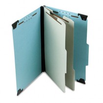 Pressboard Hanging Classification Folder w/Dividers, Six-Section, Legal, Blue