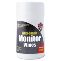 Premoistened Monitor Cleaning Wipes, Cloth, 6 x 6, 80/Tub