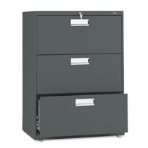 600 Series Three-Drawer Lateral File, 30w x19-1/4d, Charcoal