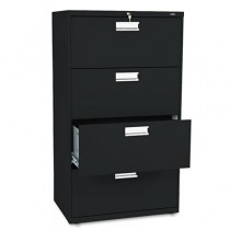 600 Series Four-Drawer Lateral File, 30w x19-1/4d, Black