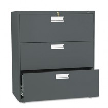 600 Series Three-Drawer Lateral File, 36w x19-1/4d, Charcoal