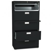 600 Series Five-Drawer Lateral File, 36w x19-1/4d, Black