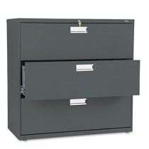600 Series Three-Drawer Lateral File, 42w x19-1/4d, Charcoal