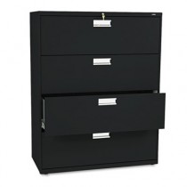 600 Series Four-Drawer Lateral File, 42w x19-1/4d, Black