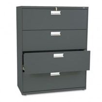 600 Series Four-Drawer Lateral File, 42w x19-1/4d, Charcoal