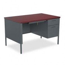 Metro Classic Right Pedestal Desk, 48w x 30d x 29-1/2h, Mahogany/Charcoal