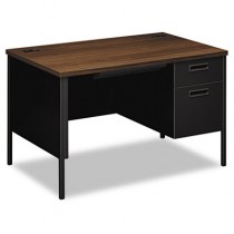 Metro Classic Right Pedestal Desk, 48w x 30d x 29-1/2h, Columbian Walnut/Black