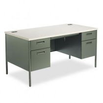 Metro Classic Double Pedestal Desk, 60w x 30d x 29-1/2h, Gray Patterned/Charcoal
