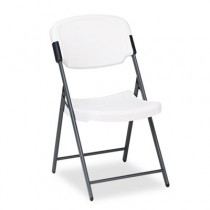 Rough N Ready Resin Folding Chair, Steel Frame, Platinum