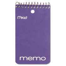 Memo Book, College Ruled, 3" x 5", Wirebound, Punched, 60 Sheets, Assorted