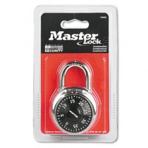 Combination Lock, Stainless Steel, 1-15/16" Wide, Black Dial