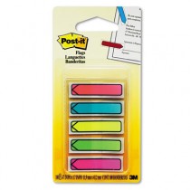 Arrow 1/2" Flags, Five Assorted Bright Colors, 20/Color, 100/Pack