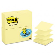 Pop-Up Note Refills, 3 x 3, Canary Yellow, 24 100-Sheet Pads/Pack