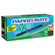 Write Bros Recycled Ballpoint Stick Pen, Black Ink, Medium, Dozen