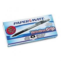 Write Bros Grip Ballpoint Stick Pen, Black Ink, Medium, Dozen
