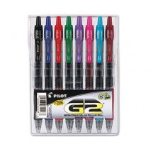G2 Gel Roller Ball Pen, Retractable, Assorted Inks, 0.7mm Fine, 8 per Set