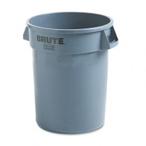 Brute Refuse Container, Round, Plastic, 32 gal, Gray