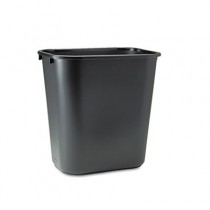 Deskside Plastic Wastebasket, Rectangular, 7 gal, Black