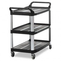 Open Sided Utility Cart, 3-Shelf, 40-5/8w x 20d x 37-13/16h, Black