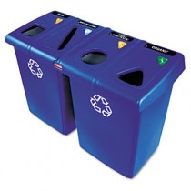 Glutton Recycling Station, Rectangular, Plastic, 92 gal, Blue