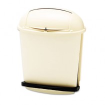 Fire-Safe Pedal Rolltop Receptacle, Oval, Plastic, 14.5 gal, Beige