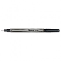 Plastic Point Stick Permanent Water Resistant Pen, Black Ink, Fine, Dozen