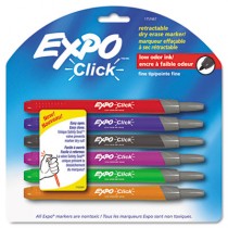 Click Dry Erase Markers, Fine Tip, Assorted, 6 per Pack