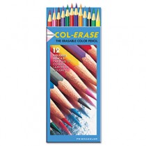 Col-Erase Colored Woodcase Pencils w/ Eraser, 12 Assorted Colors/Set