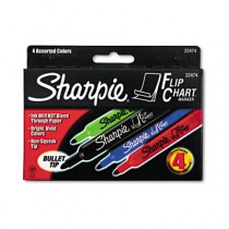 Flip Chart Markers, Bullet Tip, Four Colors, 4/Set