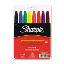 Permanent Markers, Fine Point, Assorted, 8/Set