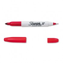 Twin-Tip Permanent Marker, Fine/Ultra Fine Point, Red