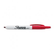 Retractable Permanent Marker, Fine Point, Red