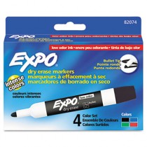 Low Odor Dry Erase Markers, Bullet Tip, Assorted, 4/Set