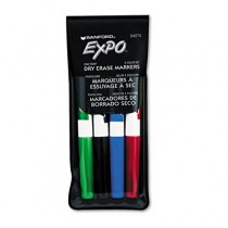 Dry Erase Markers, Fine Point, Assorted, 4/Set