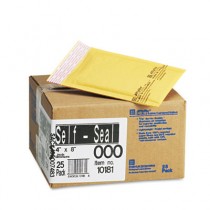 Jiffylite Self-Seal Mailer, Side Seam, #000, 4 x 8, Golden Brown, 25/Carton