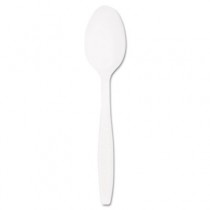 Guildware Heavyweight Plastic Teaspoons, White Spoons