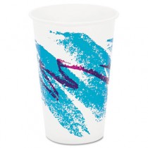 Jazz Waxed Paper Cold Cups, 16 oz, Tide Design