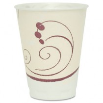 Trophy Insulated Thin-Wall Foam Cups, 12 oz, Hot/Cold, Jazz, Beige/White/Red