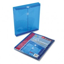 Poly String & Button Envelope, 9 3/4 x 11 5/8 x 1 1/4, Blue, 5/Pack