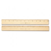Wood Ruler, Metric and 1/16" Scale with Single Metal Edge, 30 cm
