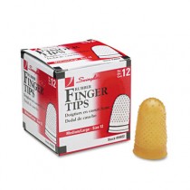 Rubber Finger Tips, Size 12, Medium/Large, Amber, 12/Pack