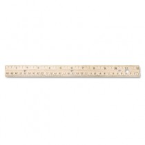 Hole Punched Wood Ruler English and Metric With Metal Edge, 12"