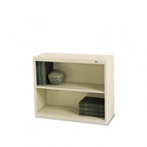 Metal Bookcase, 2 Shelves, 34-1/2w x 13-1/2d x 28h, Putty