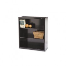 Metal Bookcase, 3 Shelves, 34-1/2w x 13-1/2d x 40h, Black