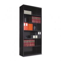 Metal Bookcase, 6 Shelves, 34-1/2w x 13-1/2d x 78h, Black